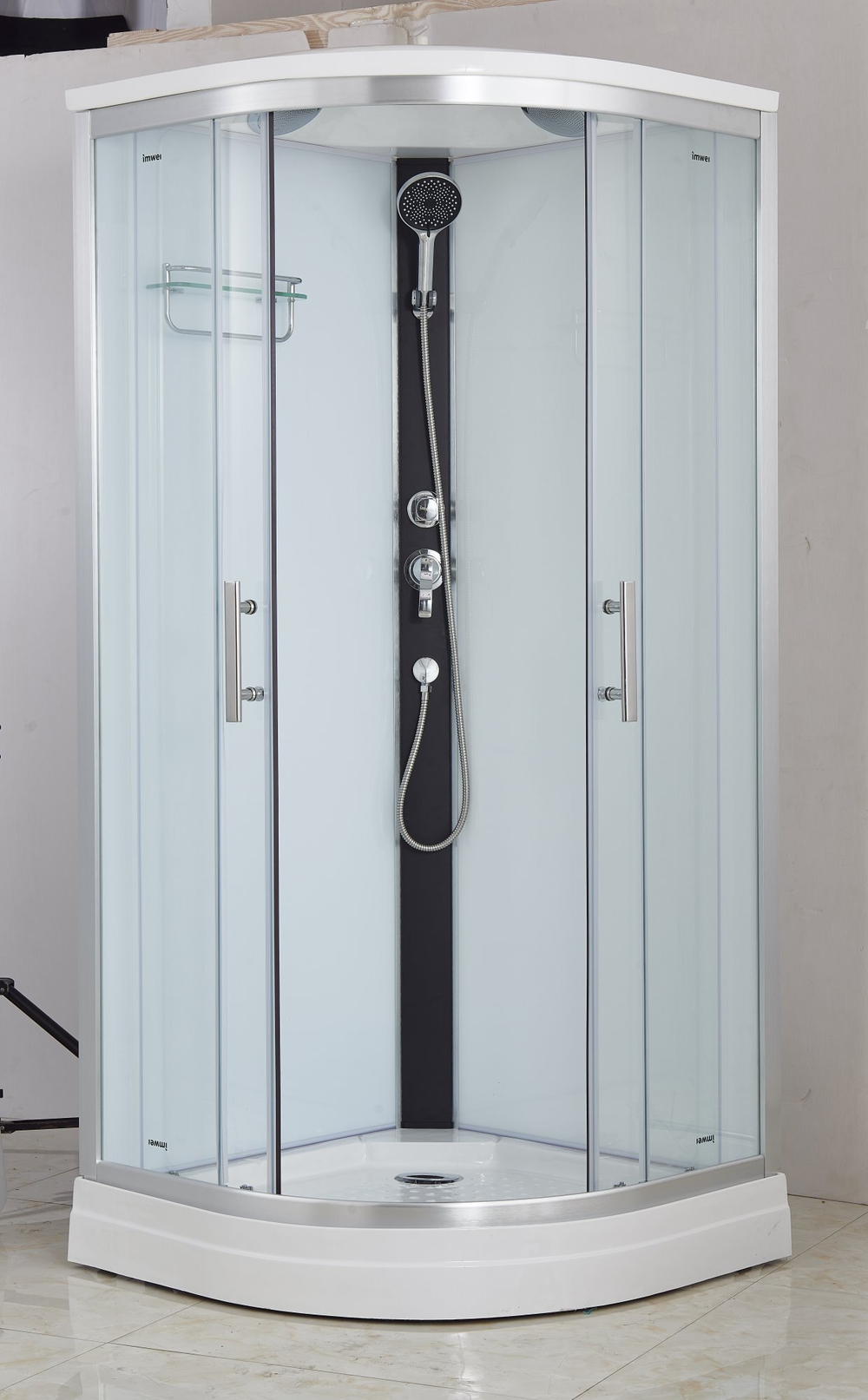 Душевая кабина Imwei XDL-09B, 90 x 90 см, средний поддон, с крышей, стекла прозрачные, профиль серебристый 