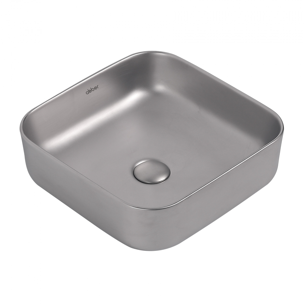 Раковина Abber Rechteck AC2211MS 38 х 38 см, накладная, серебро матовое 
