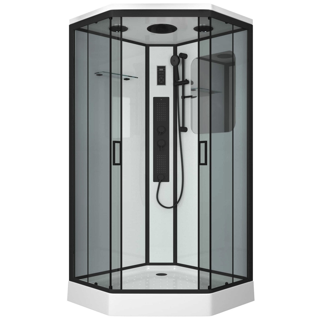 Душевая кабина Niagara Premium NG-6901-01GD BLACK (90х90х220) низкий поддон(16см),черный,стекло тонированное,4 места 