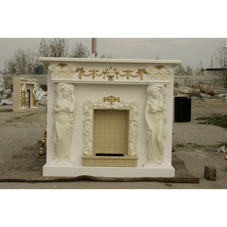 Портал Kaminopt Кариатида из Белого Мрамора 