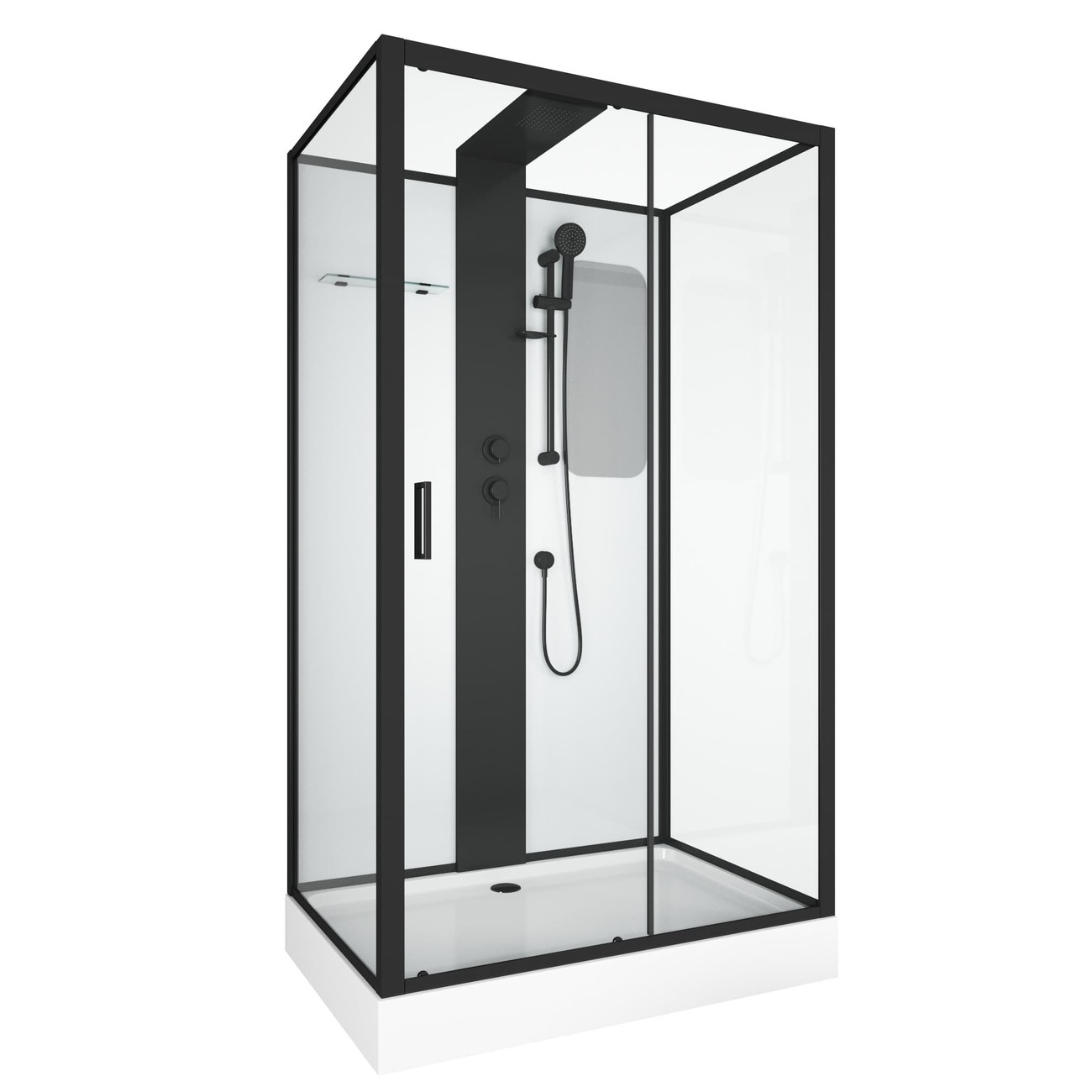 Душевая кабина Grossman Elegans 120 x 80 см, прямоугольная, профиль черный, GR252Q 
