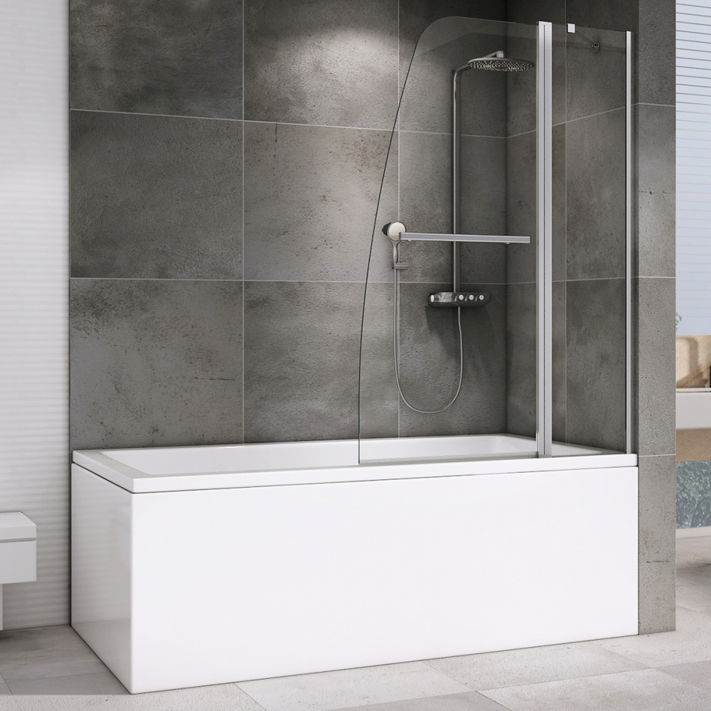 Шторка на ванну Abber Ewiges Wasser, 100 х 140 см, стекло прозрачное, профиль хром, AG50100 
