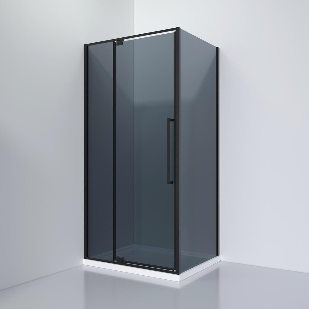 Душевой уголок Black&White Stellar Wind S812 BG, 100 x 100 см, стекла серые, профиль черный матовый, 8121000G 