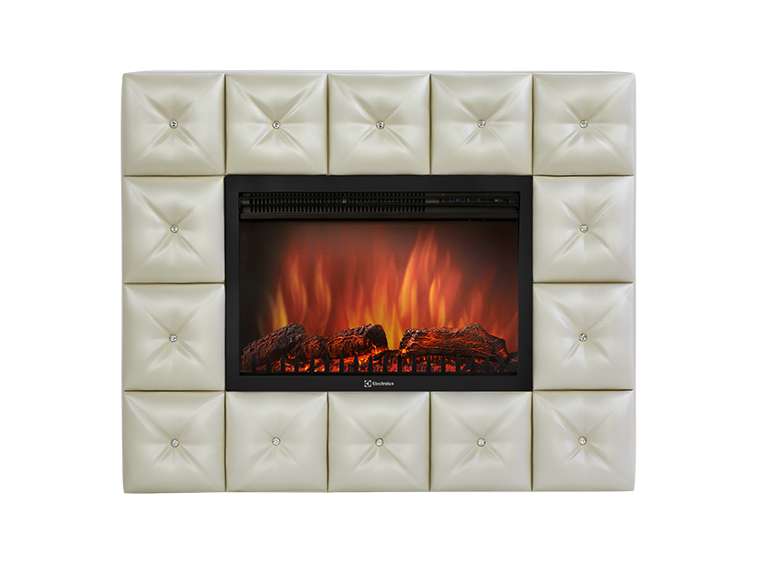 Каминокомплект: Очаг Electrolux EFP/P-3020LS с порталом Firelight Crystal 30 светлая экокожа 