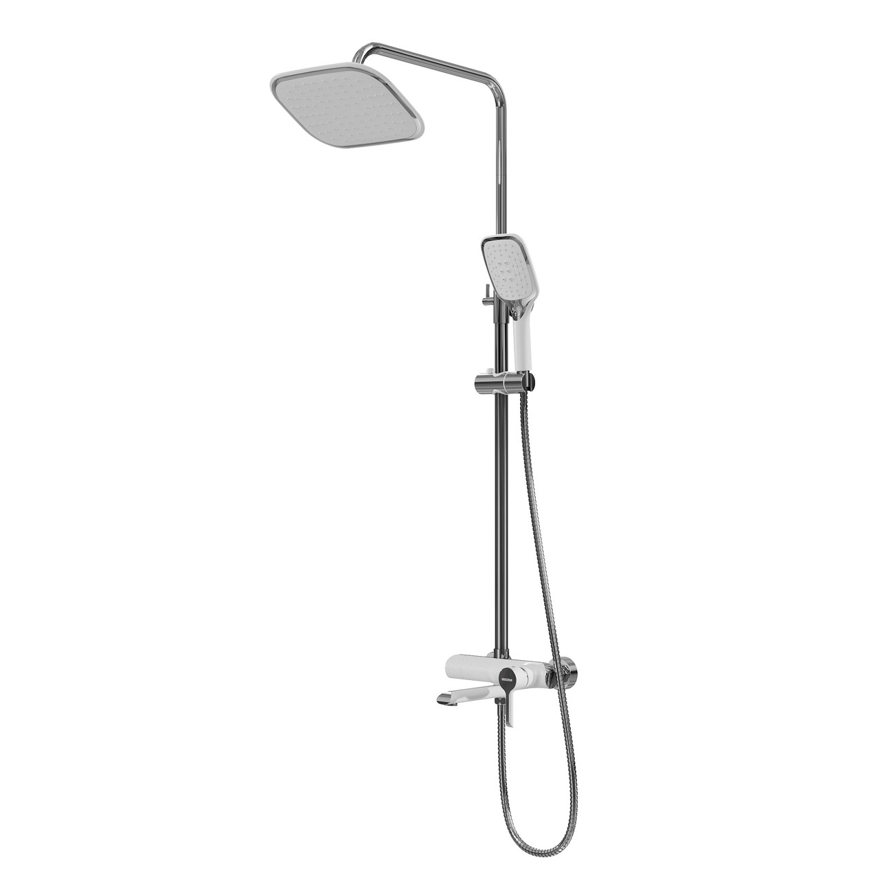Душевая стойка Grossman Alba 500.K35.06.100/000 с верхним душем,ручной лейкой и смесителем,хром с белым,1 место 