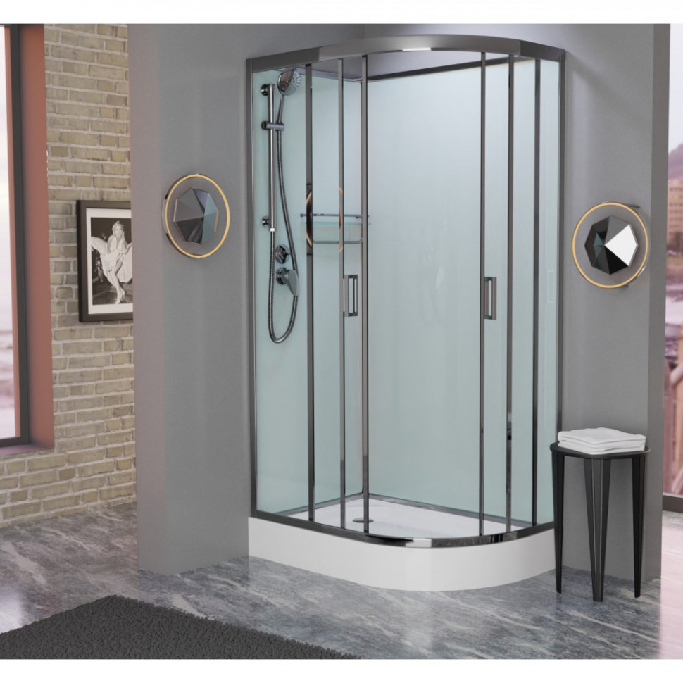 Душевая кабина Frank F412 L/R Brilliant без крыши, 120 х 80 см, низкий поддон, стекла прозрачные, профиль хром, 172009/174009 
