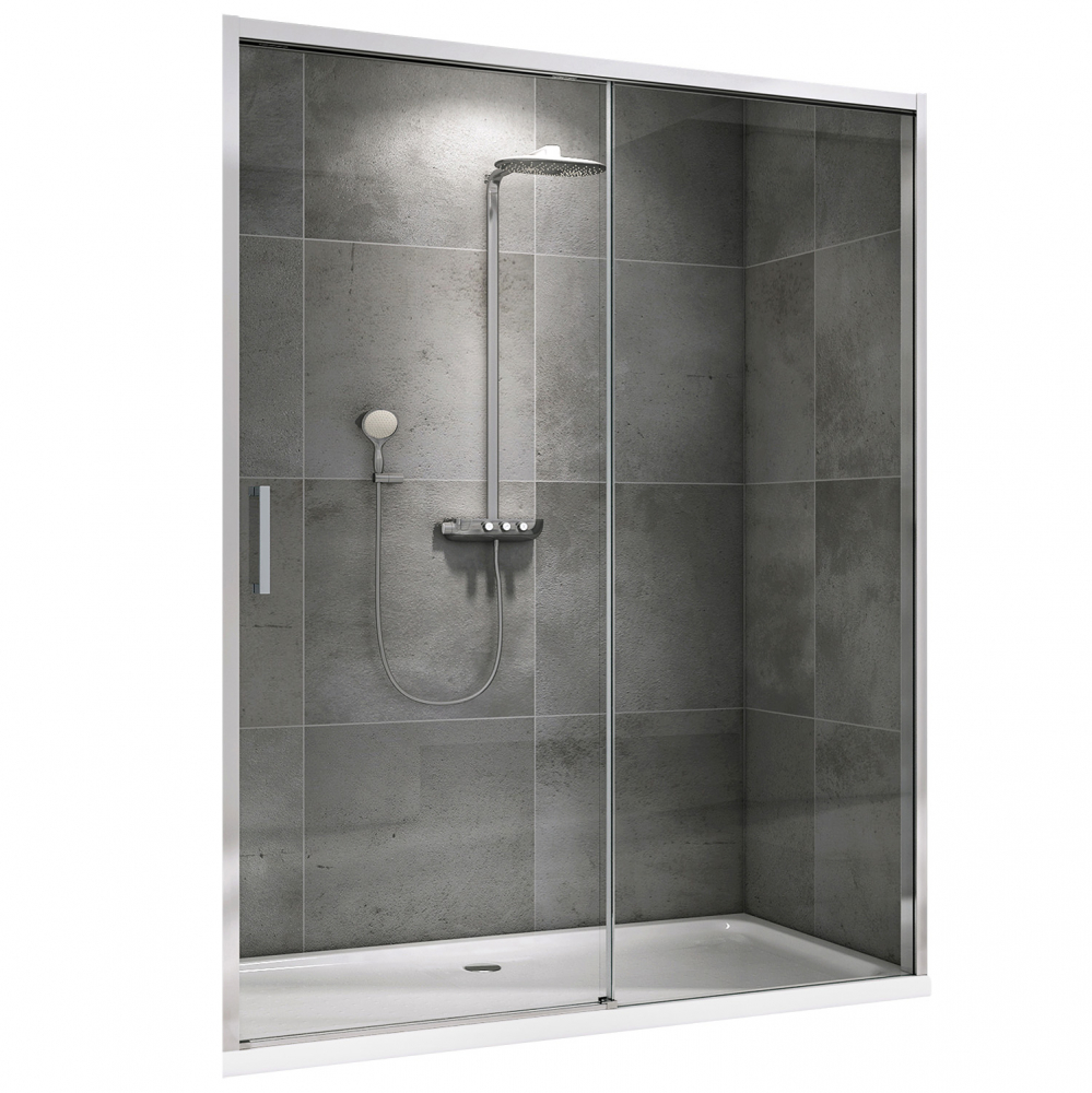 Душевая дверь Abber Komfort AG93130, 130 х 200 см, профиль хром, стекло прозрачное 