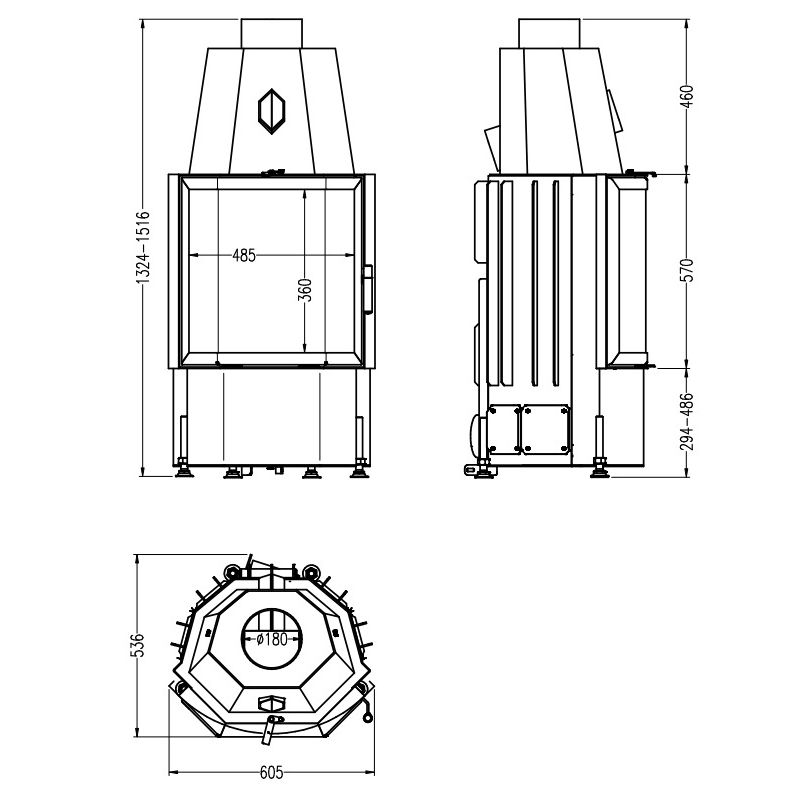 Каминная топка Hark 600/45 K ECOplus черная рамка 