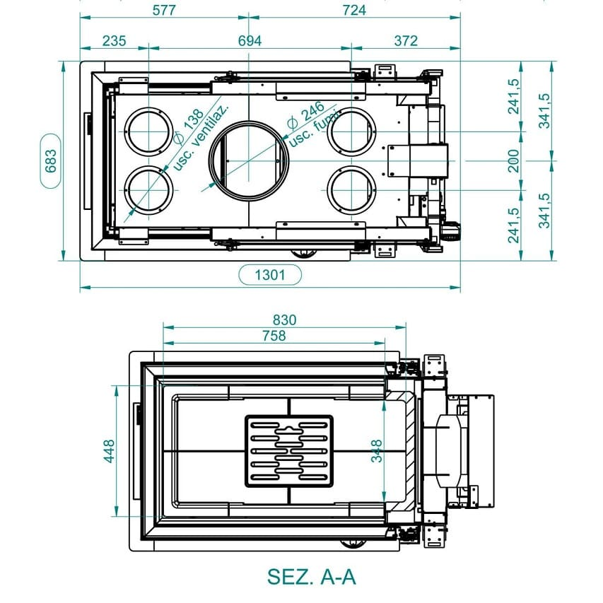 Каминная топка Palazzetti Ecomonoblocco WT 60 3D V16 
