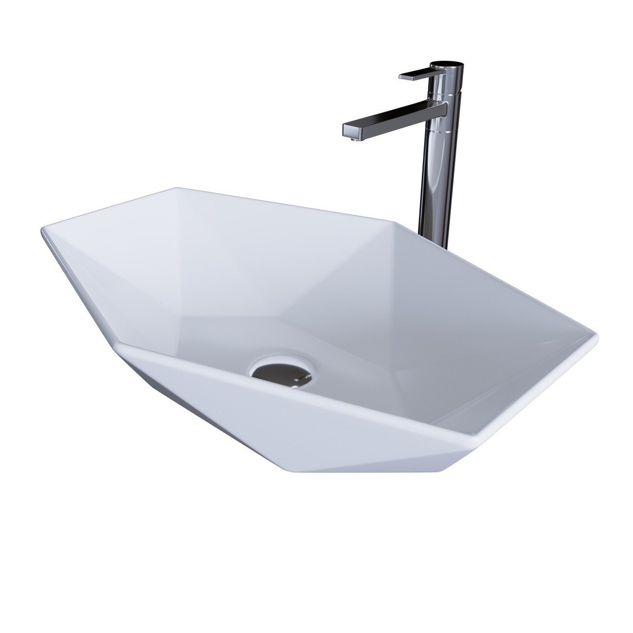 Раковина Grossman Diamond GR-3030 (600х415х130) белая,1 место 