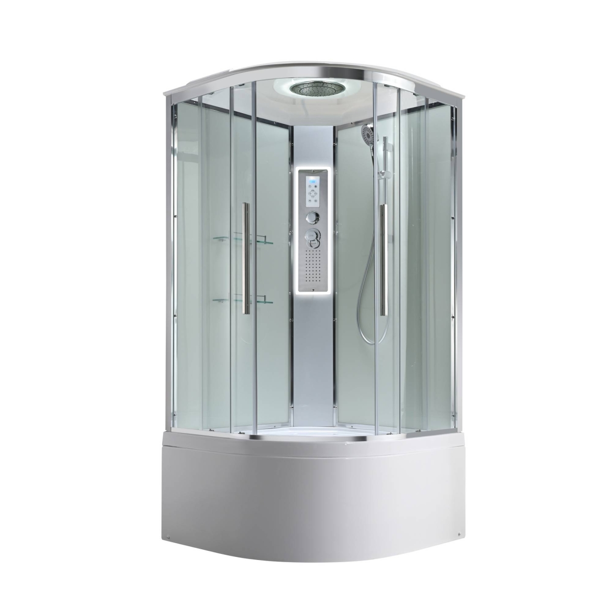 Душевая кабина AvaCan EM5080LEDT, 78159, 80 x 80 см, с LED подсветкой, с крышей, поддон высокий, стекло прозрачное, профиль хром 