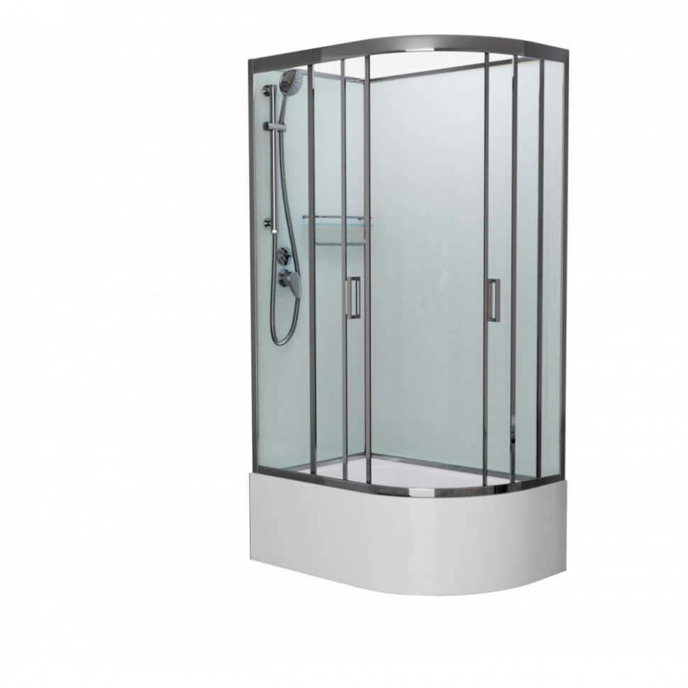 Душевая кабина Frank F412/2L/R М Brilliant без крыши, 120 x 80 см, высокий поддон, стекла матовые, профиль хром, 20107/20109 