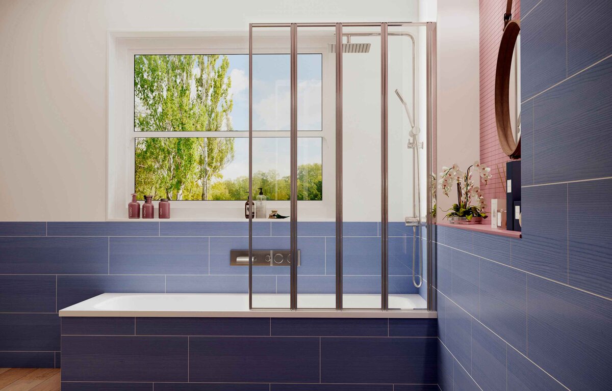 Шторка для ванны Ambassador Bath Screens 16041111R (100х140) хром,стекло прозрачное,складная,1 место 
