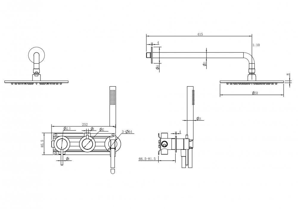 Душевая система Abber Wasser Kreis 316 AF8118BST, цвет сталь брашированная 