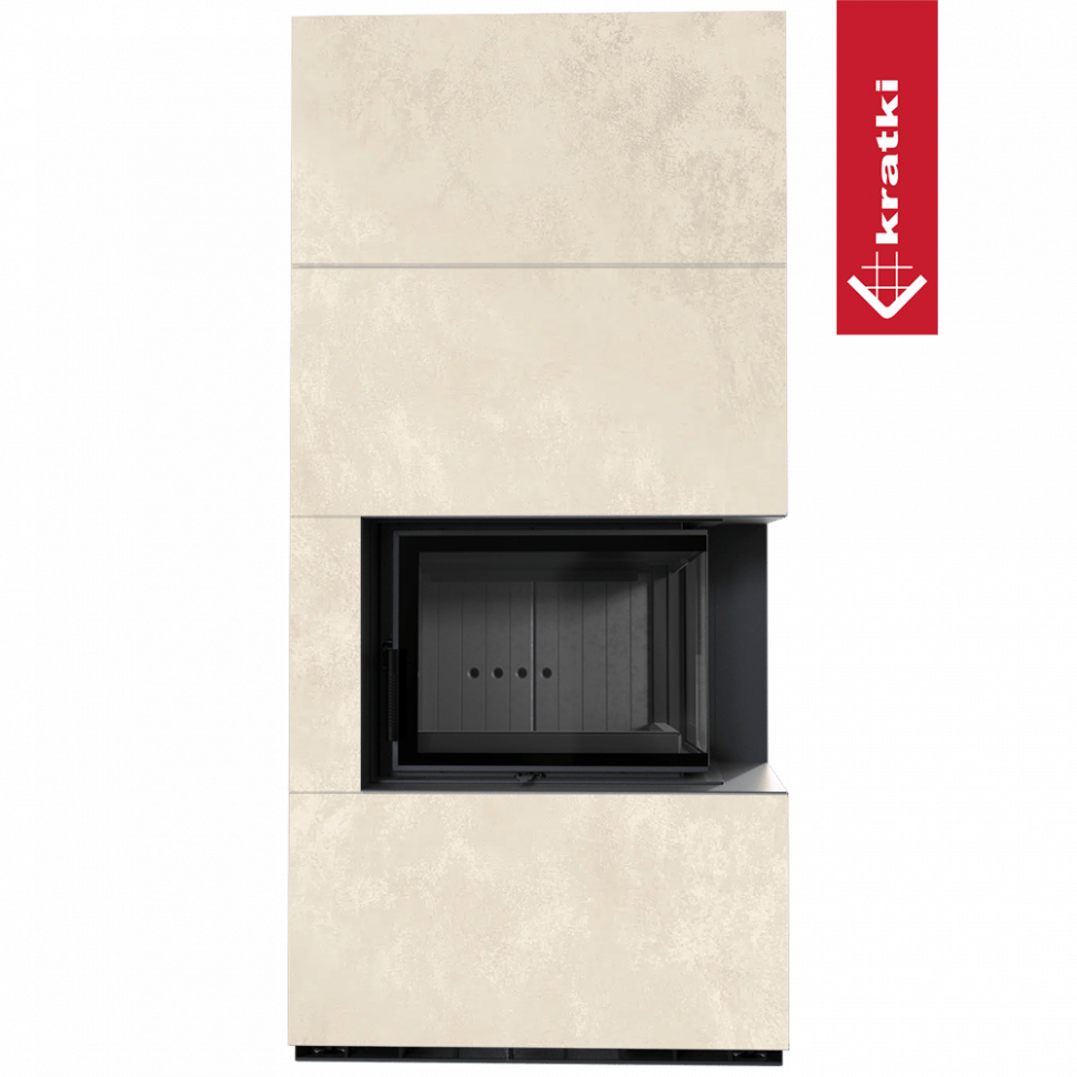 Каминокомплект Kratki PRO FLOKI OXIDE BIANCO угловое стекло справа 