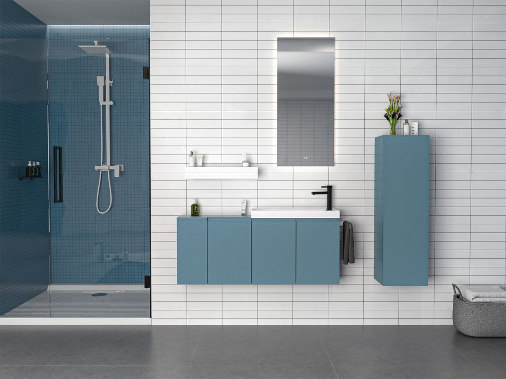 Тумба с раковиной Orka Ferla 5004323, 60 см, подвесная, цвет синий матовый 