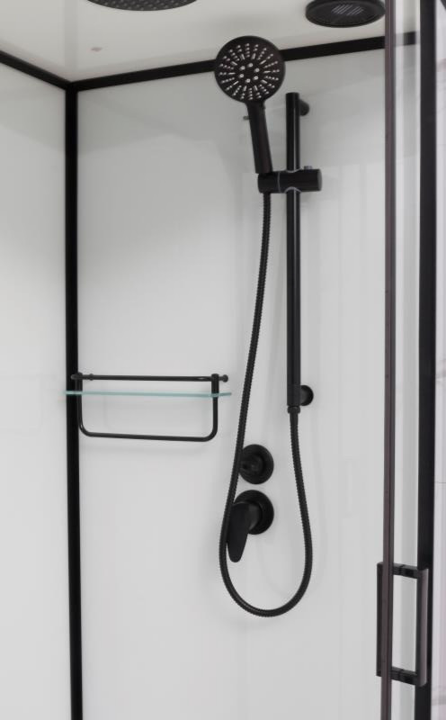 Душевая кабина Frank F408 Black, 80 х 80 см, низкий поддон, стекла прозрачные, профиль черный, 800804 
