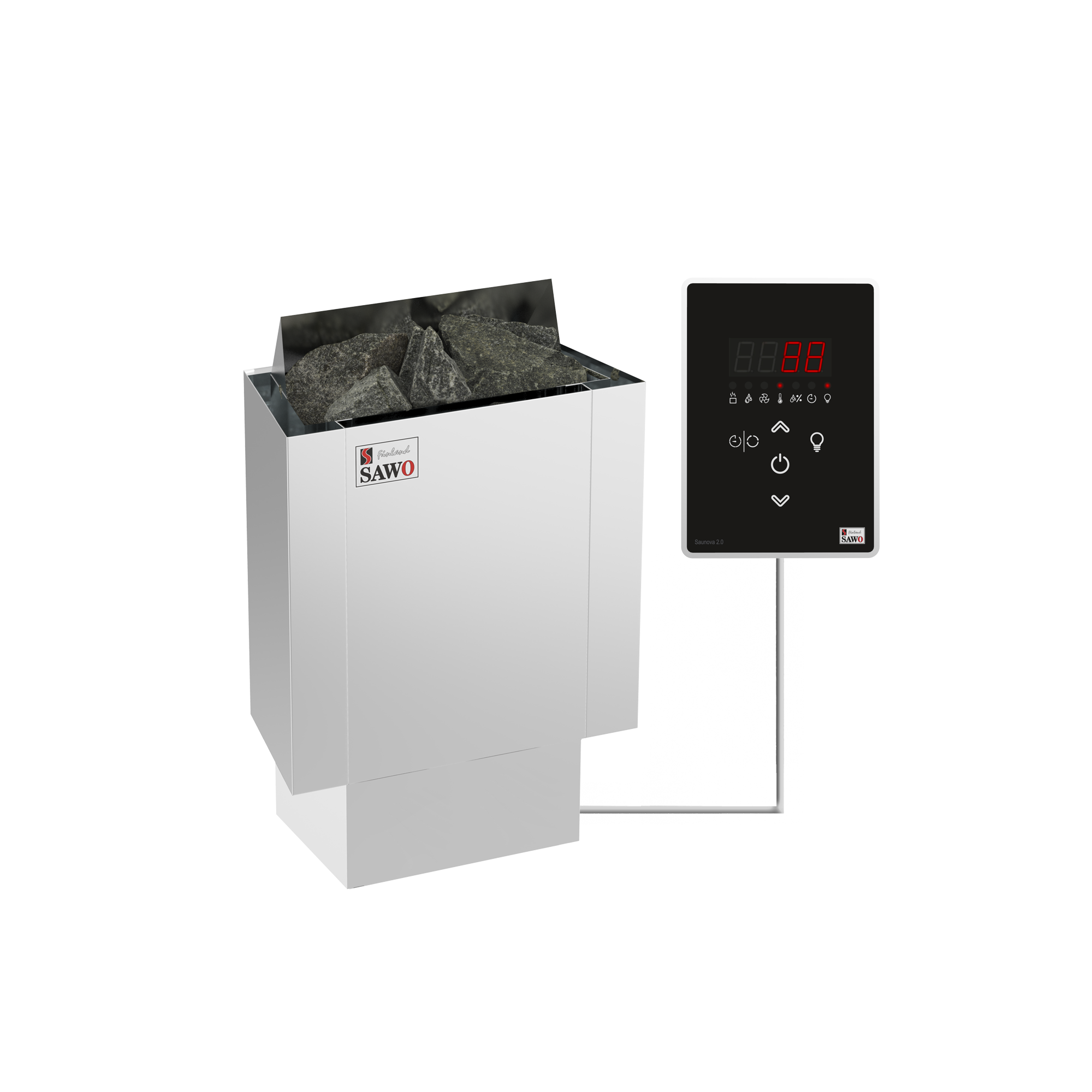 Электрическая печь SAWO NORDEX Mini NRMN-23Ni2-Z (2,3 кВт, внутри оцинковка, снаружи нержавейка), выносной пульт (встроенный блок мощности, пульт покупается отдельно) 