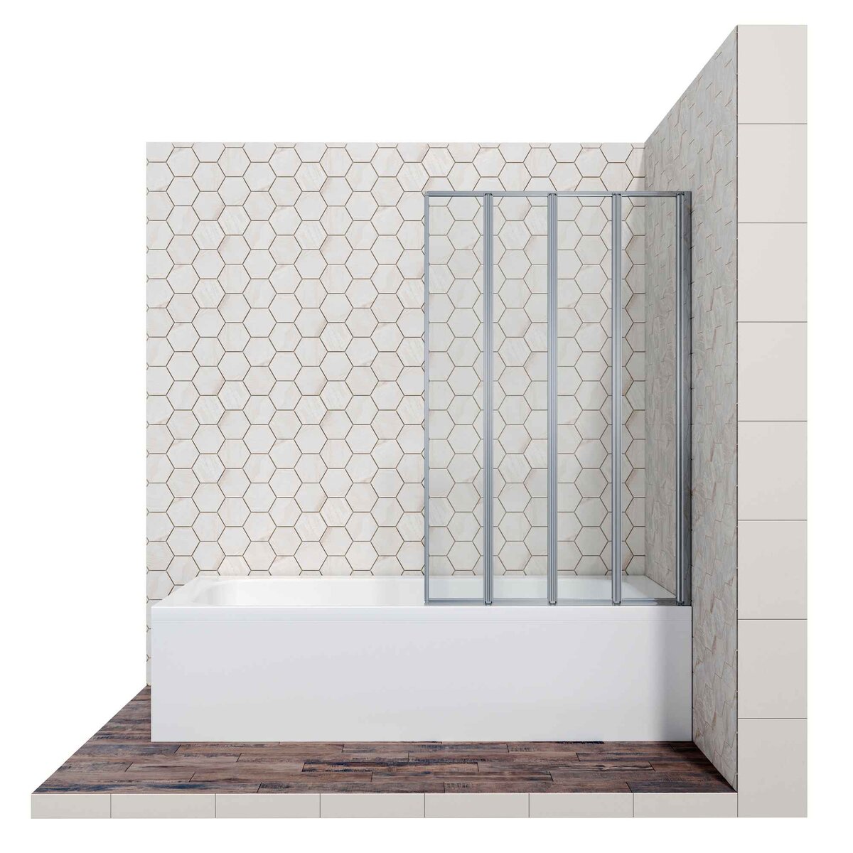 Шторка для ванны Ambassador Bath Screens 16041111R (100х140) хром,стекло прозрачное,складная,1 место 