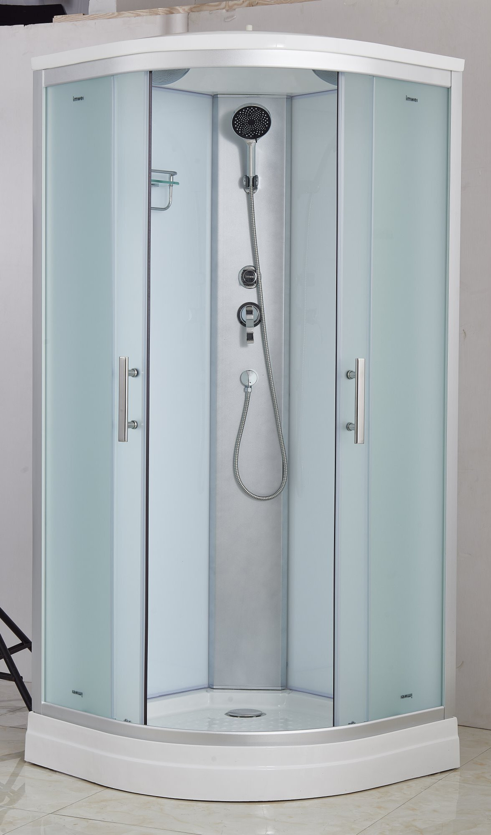 Душевая кабина Imwei XDS-09FW, 90 x 90 см, средний поддон, с крышей, стекла матовые, профиль серебристый 