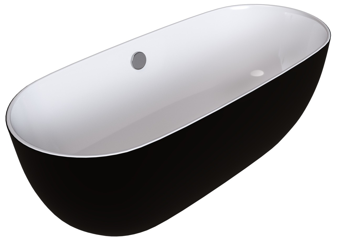 Ванна отдельностоящая Grossman Classic GR-2502MB (160х80х58) цвет черный/белый матовый,1 место 