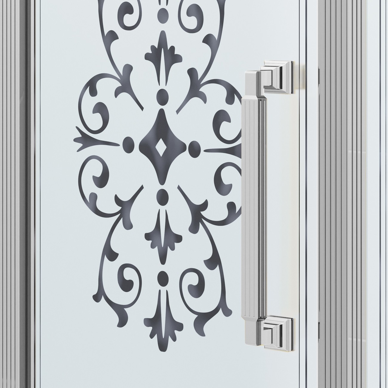 Душевое ограждение Ambassador Royal 18015107-L (100х100х200) квадрат,хром,стекло прозрачное с рисунком,распашная,1 место 