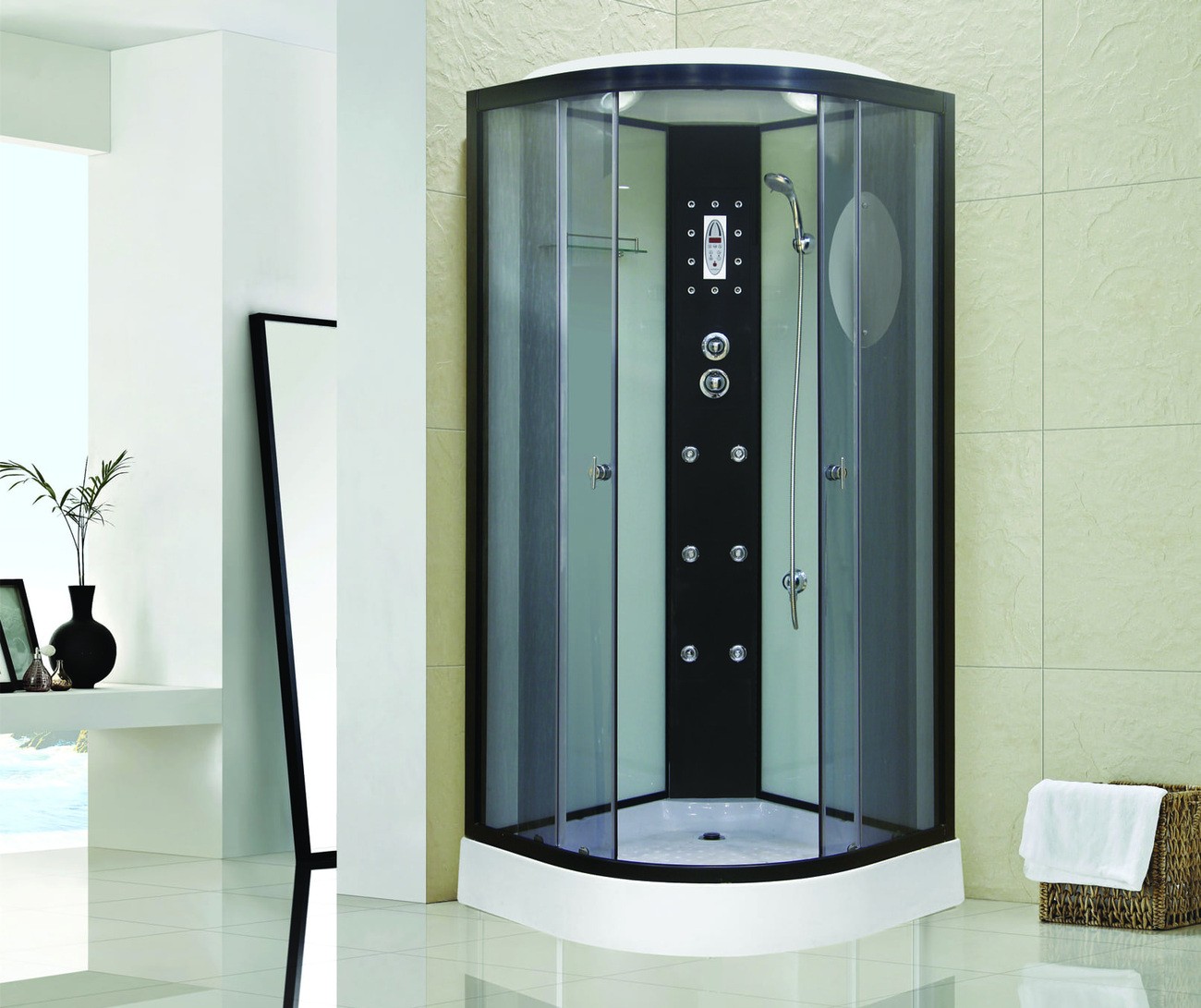 Душевая кабина Niagara Ultra NG-1902-01 (100х100х220) низкий поддон(16см),черный,стекло тонированное,4 места 