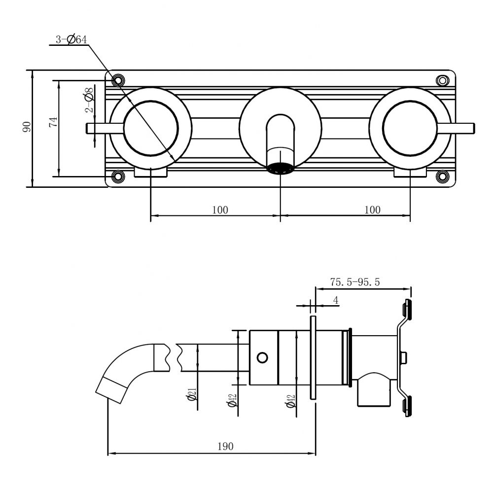 Смеситель для раковины Abber Wasser Kreis 316 AF81123BST-L, сталь брашированная 