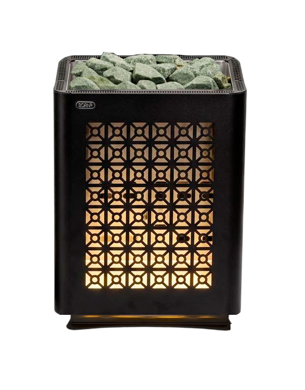 Электрическая каменка BORN® FIRE BLACK (ОГОНЬ ЧЕРНЫЙ) 90E 9 кВт, для сауны и бани с выносным управлением 