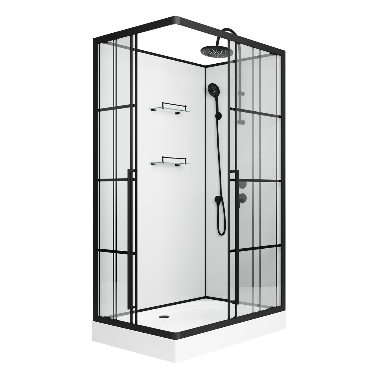 Душевая кабина Niagara Standart ST120/80/15QL/KL/BKT/ST120/80/15QR/KL/BKT, 120 x 80 см, стекло прозрачное с рисунком, профиль черный матовый, левая/правая 