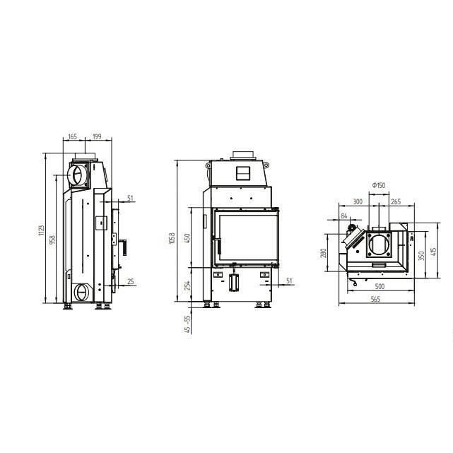 Каминная топка Hoxter ECKA 50/35/45 L/R 