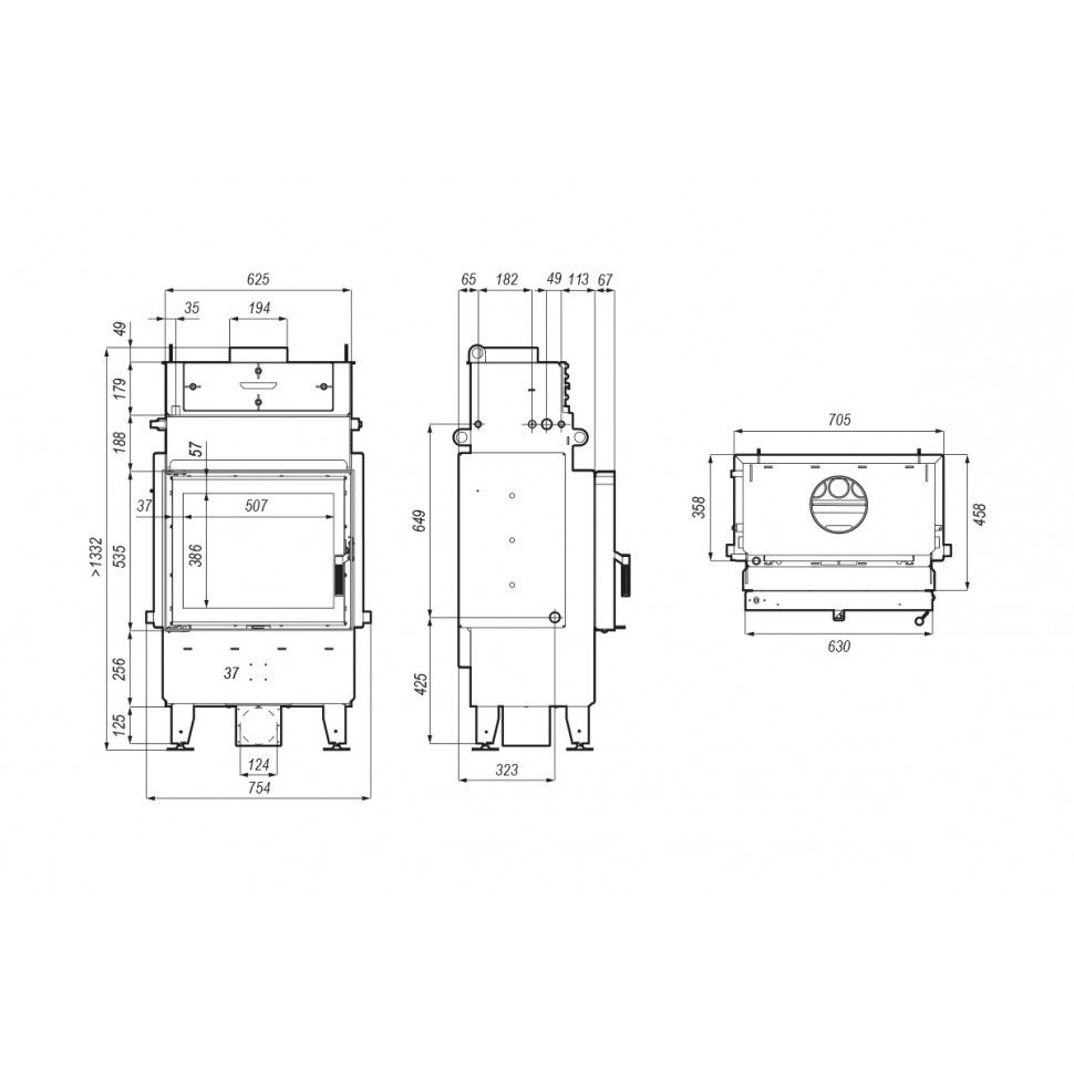 Каминная топка DEFRO HOME NAVI SM 14 кВт 630/535мм с водяным контуром 