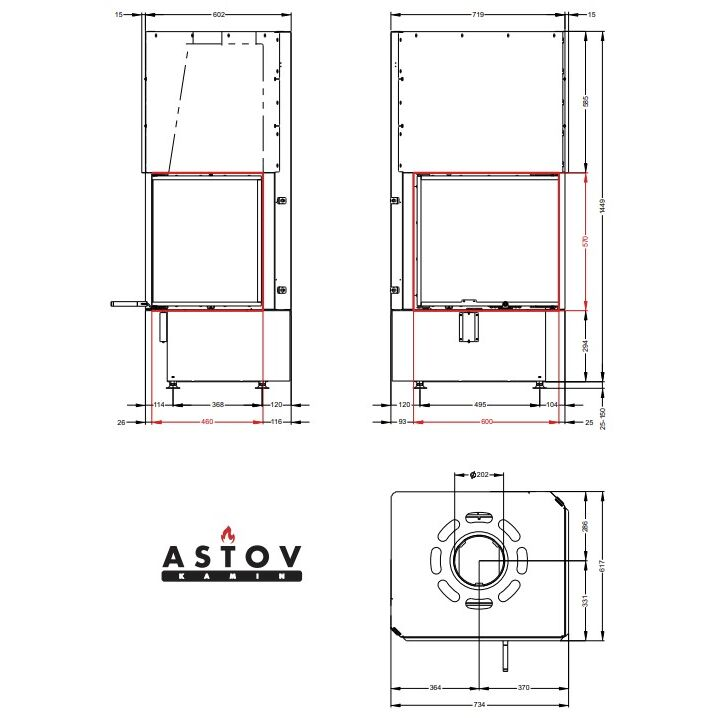 Каминная топка Астов П2С 6057 R 