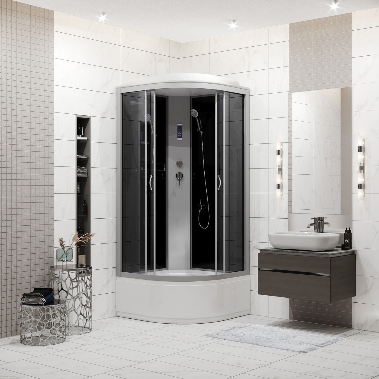Душевая кабина Niagara Classic NG-2508-14P (90х90х215) высокий поддон(40см),стекло тонированное,4 места 