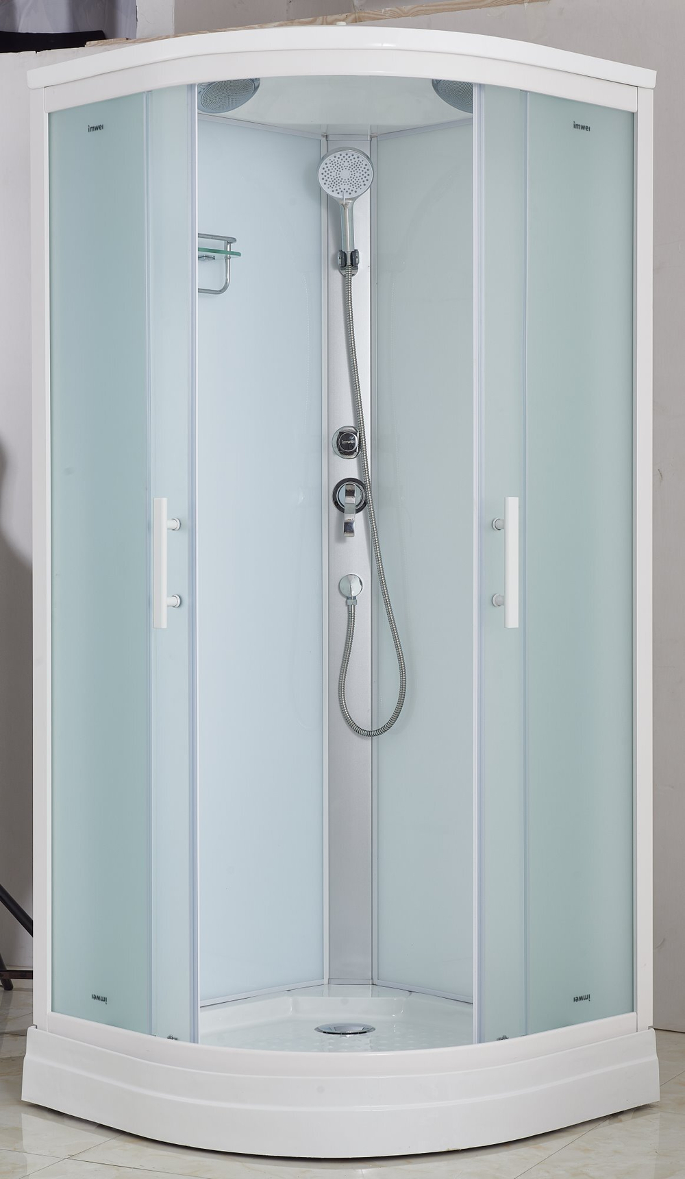 Душевая кабина Imwei XDM-09FW, 90 x 90 см, средний поддон, с крышей, стекла матовые, профиль белый 