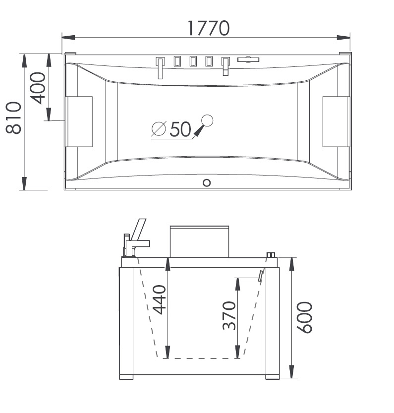 Ванна гидромассажная акриловая Gemy G9076 B 177 х 81 x 60 см, встраиваемая, белая 