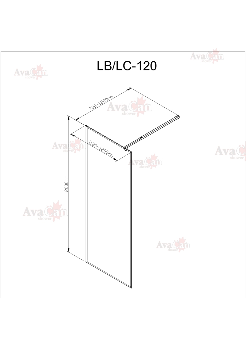 Душевая перегородка AvaCan LB120 MT 