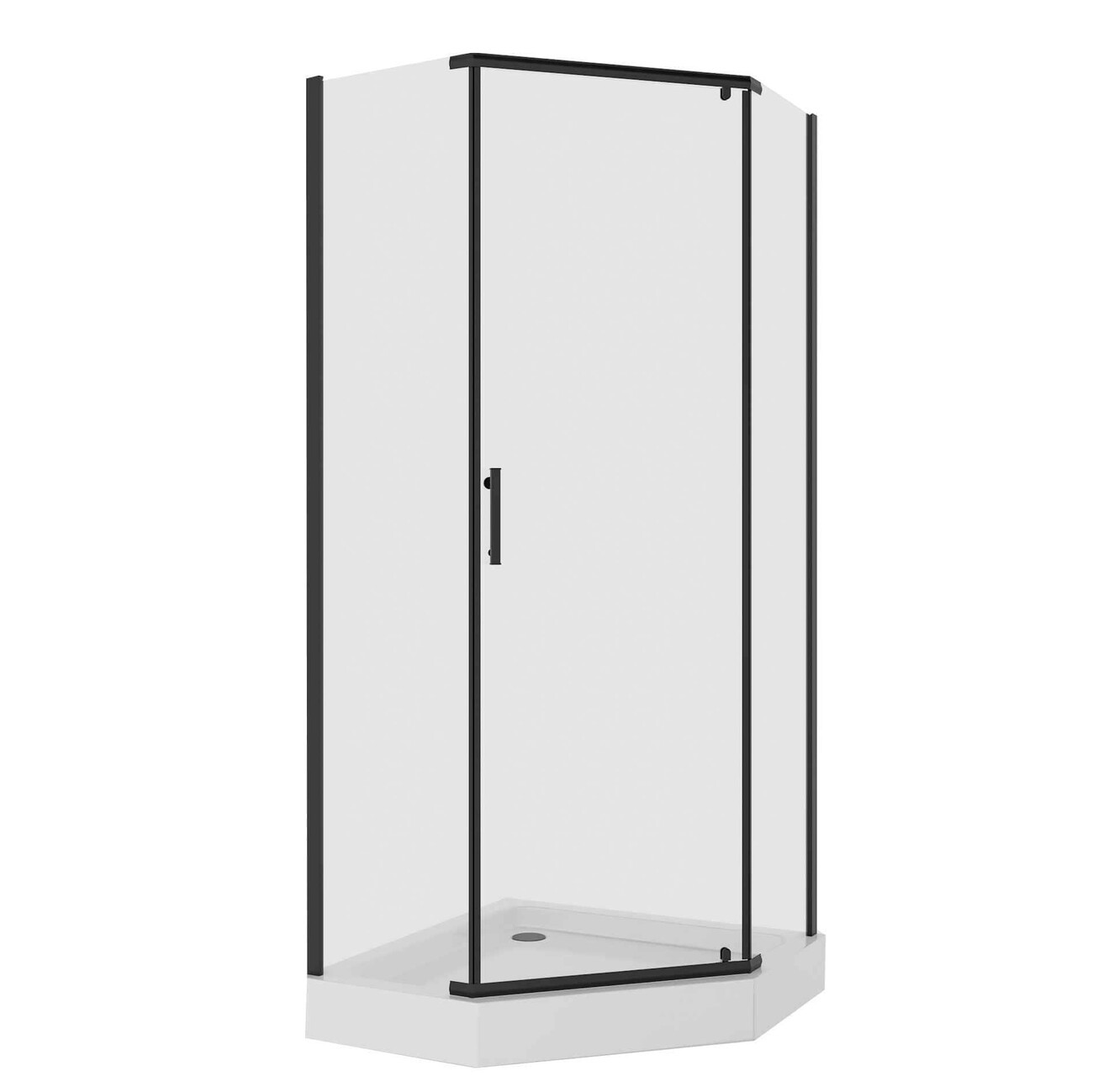 Душевое ограждение Niagara Nova NG-6805-08ВLACK (90х90х195) трапеция,черный,дверь распашная,стекло прозрачное,1 место 
