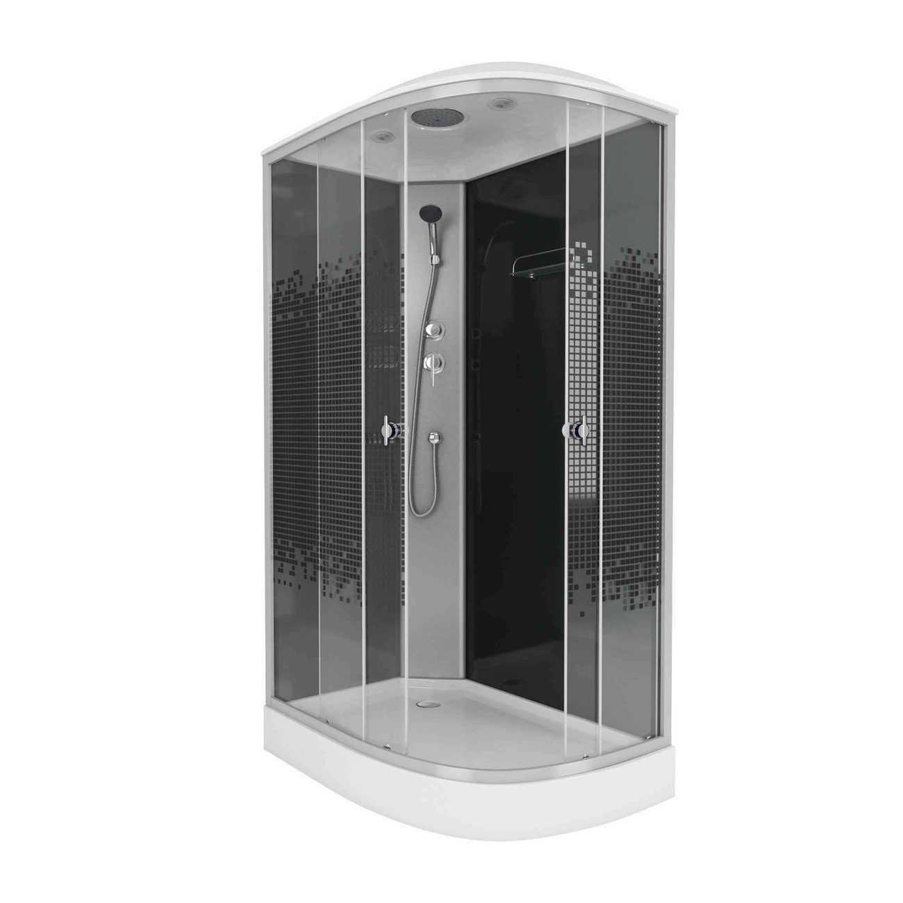 Душевая кабина Niagara Eco NG-4512-14L BLACK (120х80х215) низкий поддон(13см),стекло мозаика,3 места 