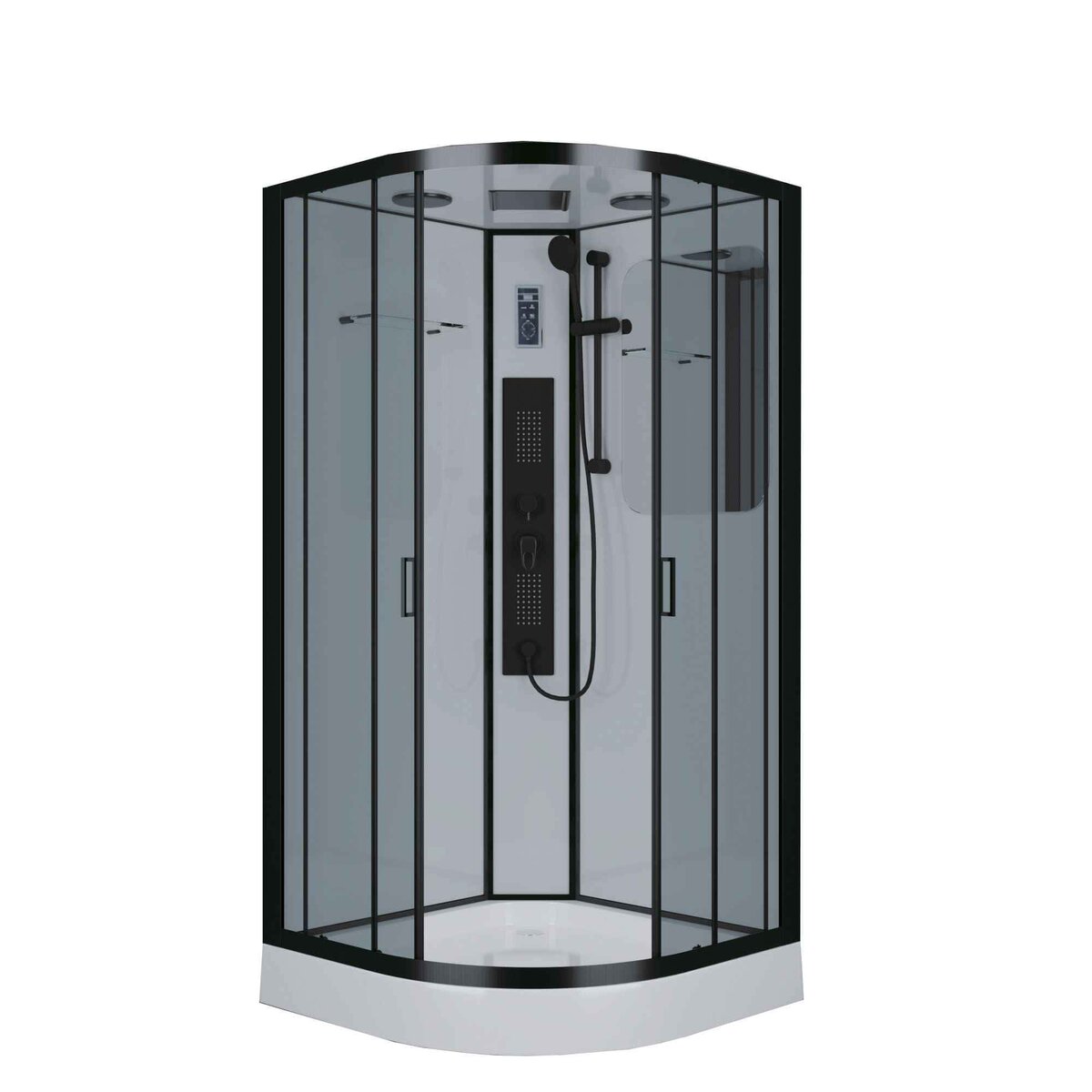 Душевая кабина Niagara Premium NG-6902-01G BLACK (100х100х210) низкий поддон(16см),черный,стекло тонированное,4 места 