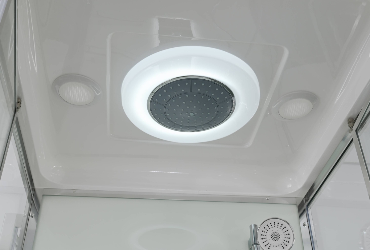 Душевая кабина AvaCan V2090LED 78243, 90 x 90 см, с LED подсветкой, с крышей, поддон низкий, стекло прозрачное, профиль хром 