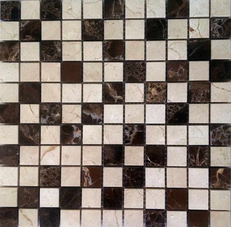 Плитка мраморная MOSAIK LACIO из Crema Marfil/Dark Emperador, 30x30x1 (Eima) 
