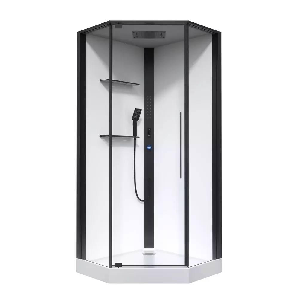 Душевая кабина Black&White Galaxy G8035, 90 x 90 см, с гидромассажем, стекла прозрачные, профиль черный матовый, 8035000 