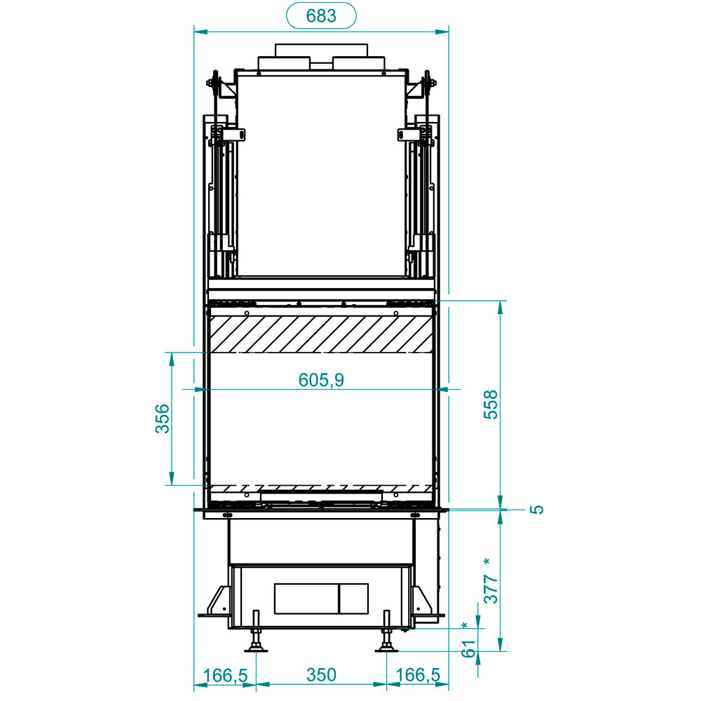 Каминная топка Palazzetti Ecomonoblocco WT 60 3D V16 