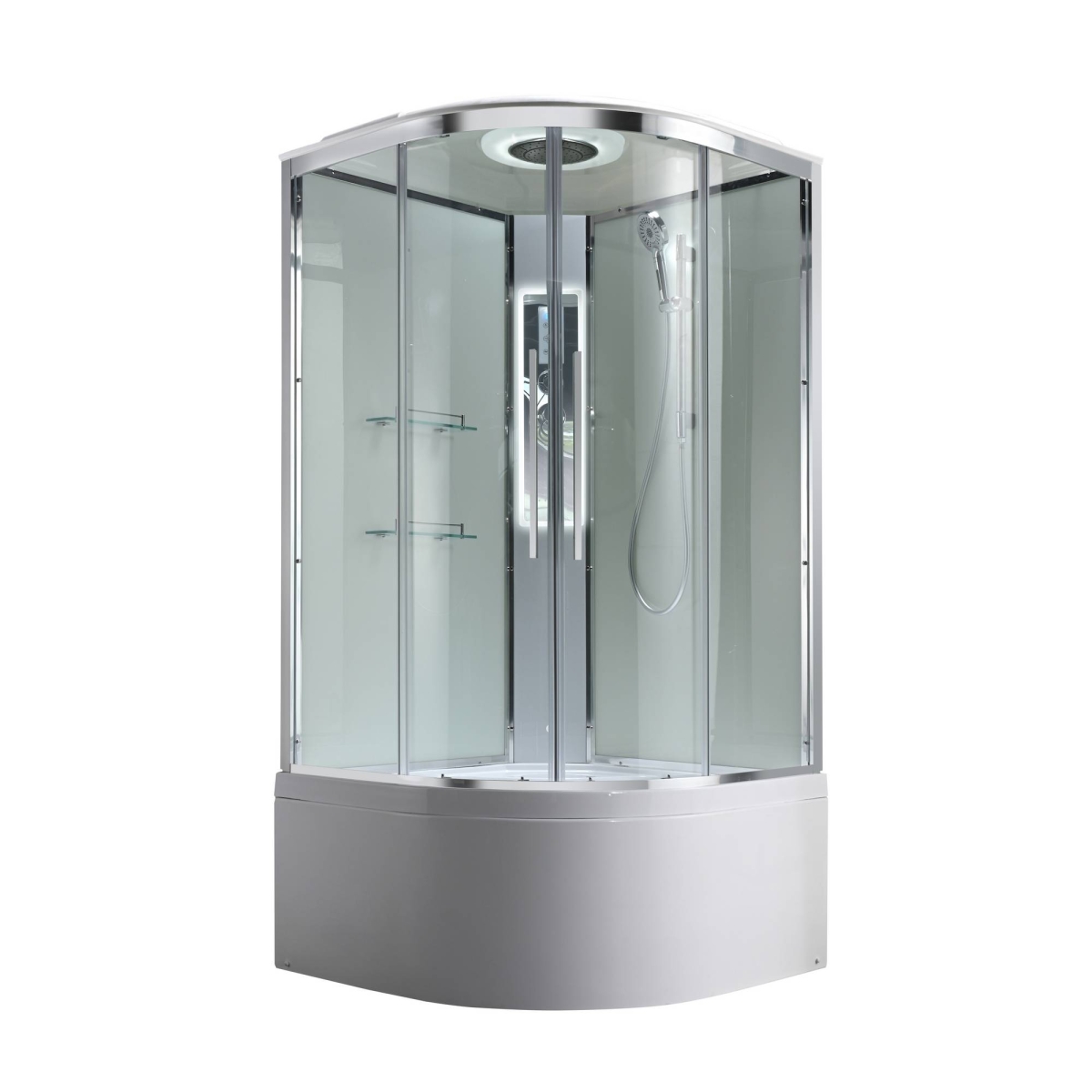 Душевая кабина AvaCan EM5080LEDT, 78159, 80 x 80 см, с LED подсветкой, с крышей, поддон высокий, стекло прозрачное, профиль хром 