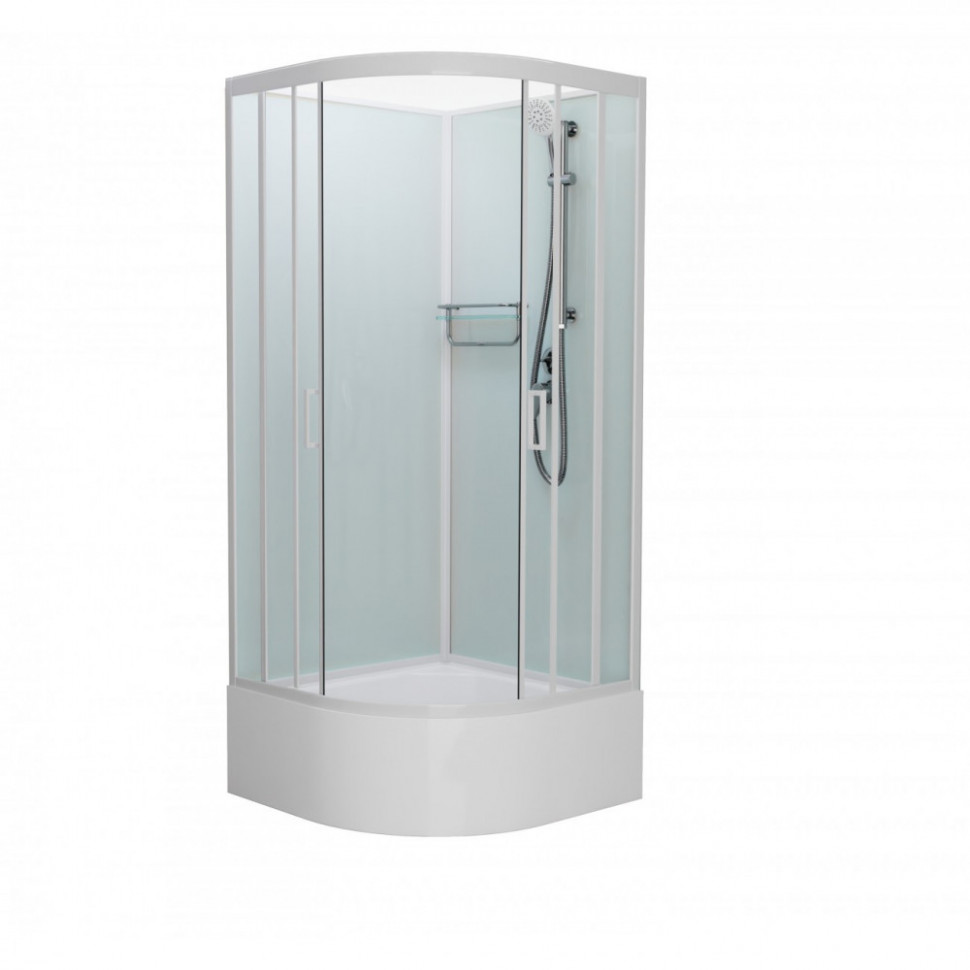 Душевая кабина Frank F409/2 White без крыши, 90 х 90 см, высокий поддон, стекла прозрачные, профиль белый, 132009 