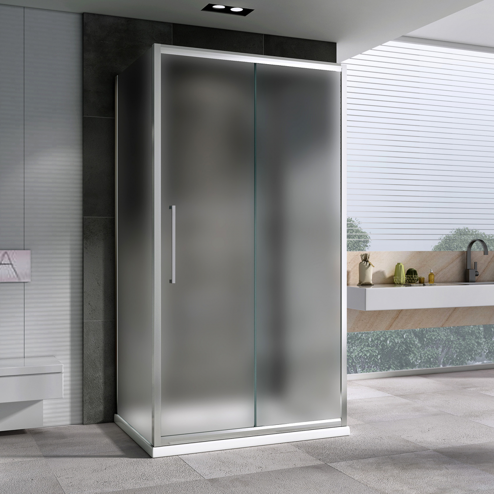 Душевой уголок Abber Schwarzer Diamant, 120 х 90 см, стекло матовое, профиль хром, AG30120MH-S90M-S90M 