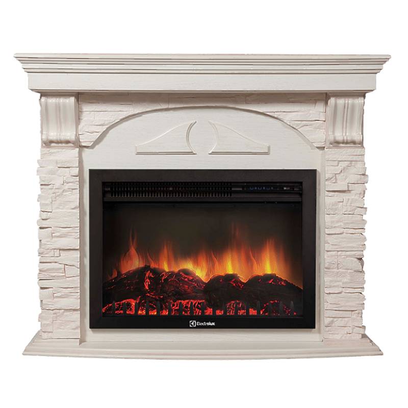 Портал Firelight Torre 30U (угловой) камень белый, шпон белёный дуб 