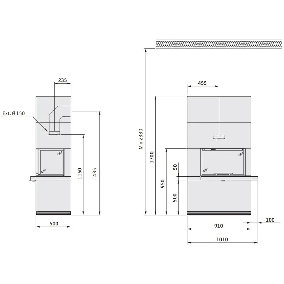 Камин Contura i41A полки - черный гранит 