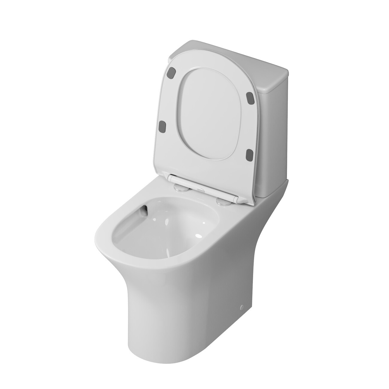 Унитаз напольный Grossman Classic GR-4465SQ (640х350х800) безободковый,белый с тонкой крышкой,микролифт,смыв торнадо,2 места 